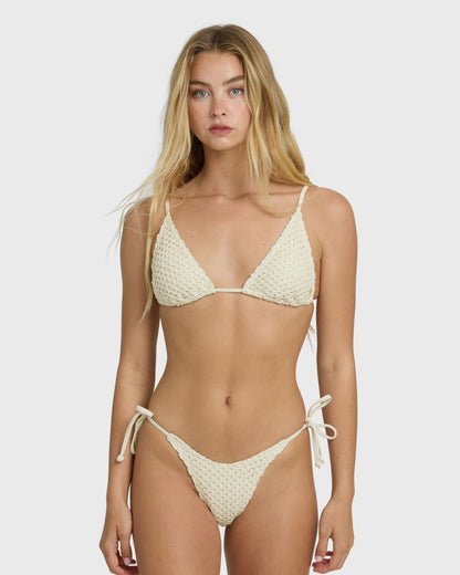 Billabong Women's Twisted Tides Tie-side Dippi Skimpy Bikini Bottom - White Cap