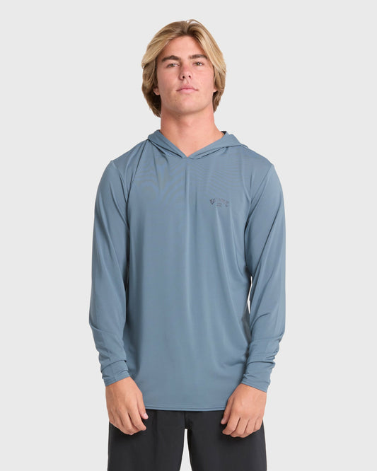 Billabong Men's Arch Mesh Hooded Long Sleeve Surf Tee - China Blue