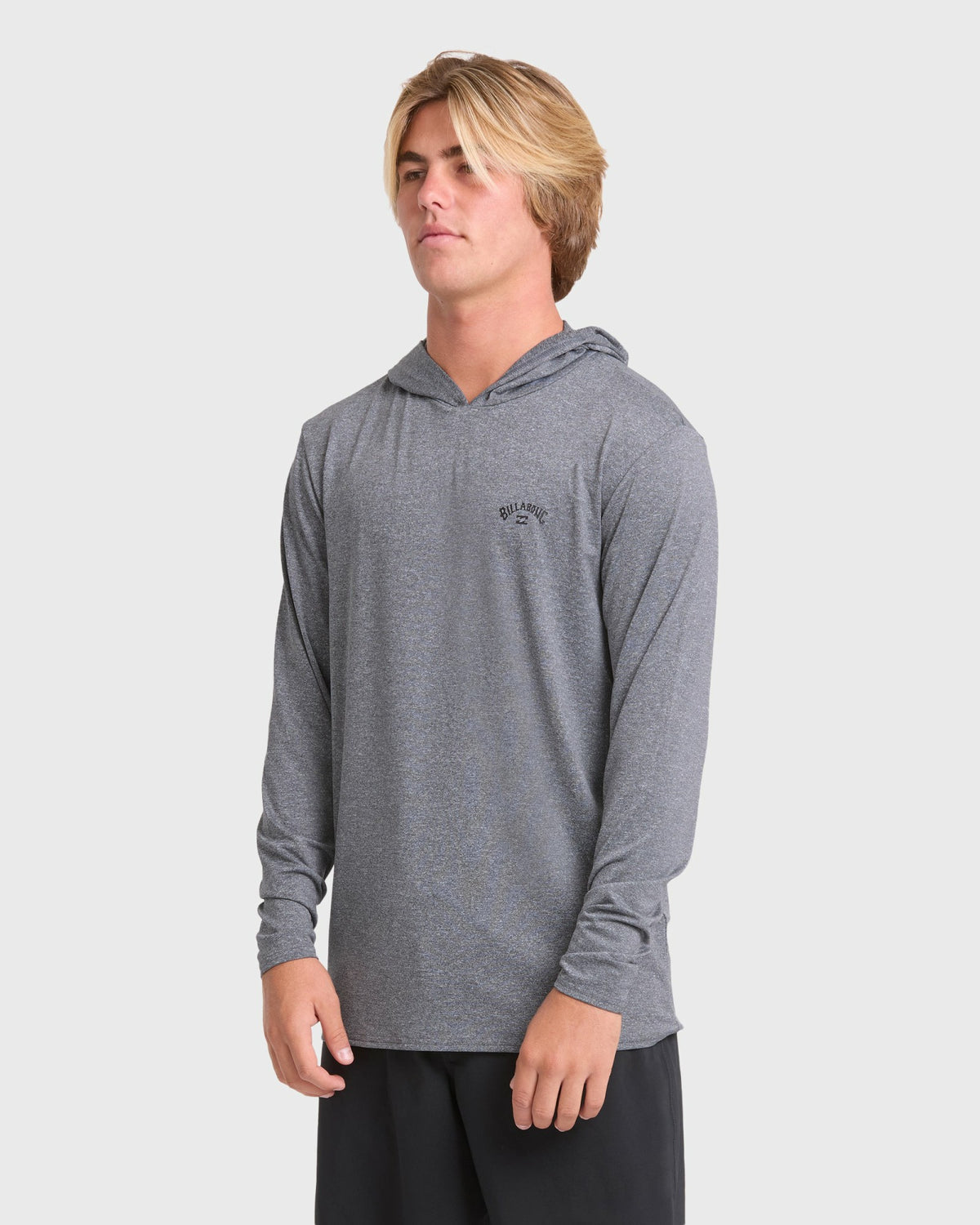 Billabong Men's Arch Mesh Hooded Long Sleeve Surf Tee - Light Gray Heather