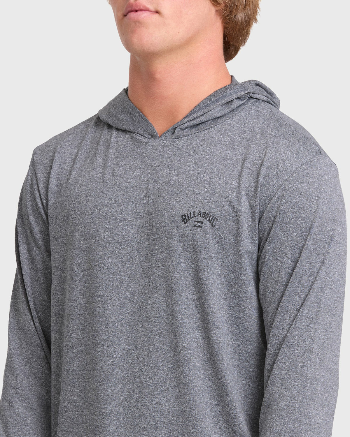 Billabong Men's Arch Mesh Hooded Long Sleeve Surf Tee - Light Gray Heather