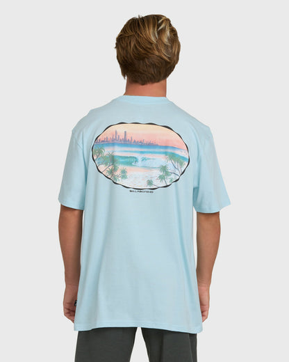 Billabong Men's Nanda Ormond Burleigh Heads Premium Short Sleeve Cotton T-Shirt - Coastal Blue