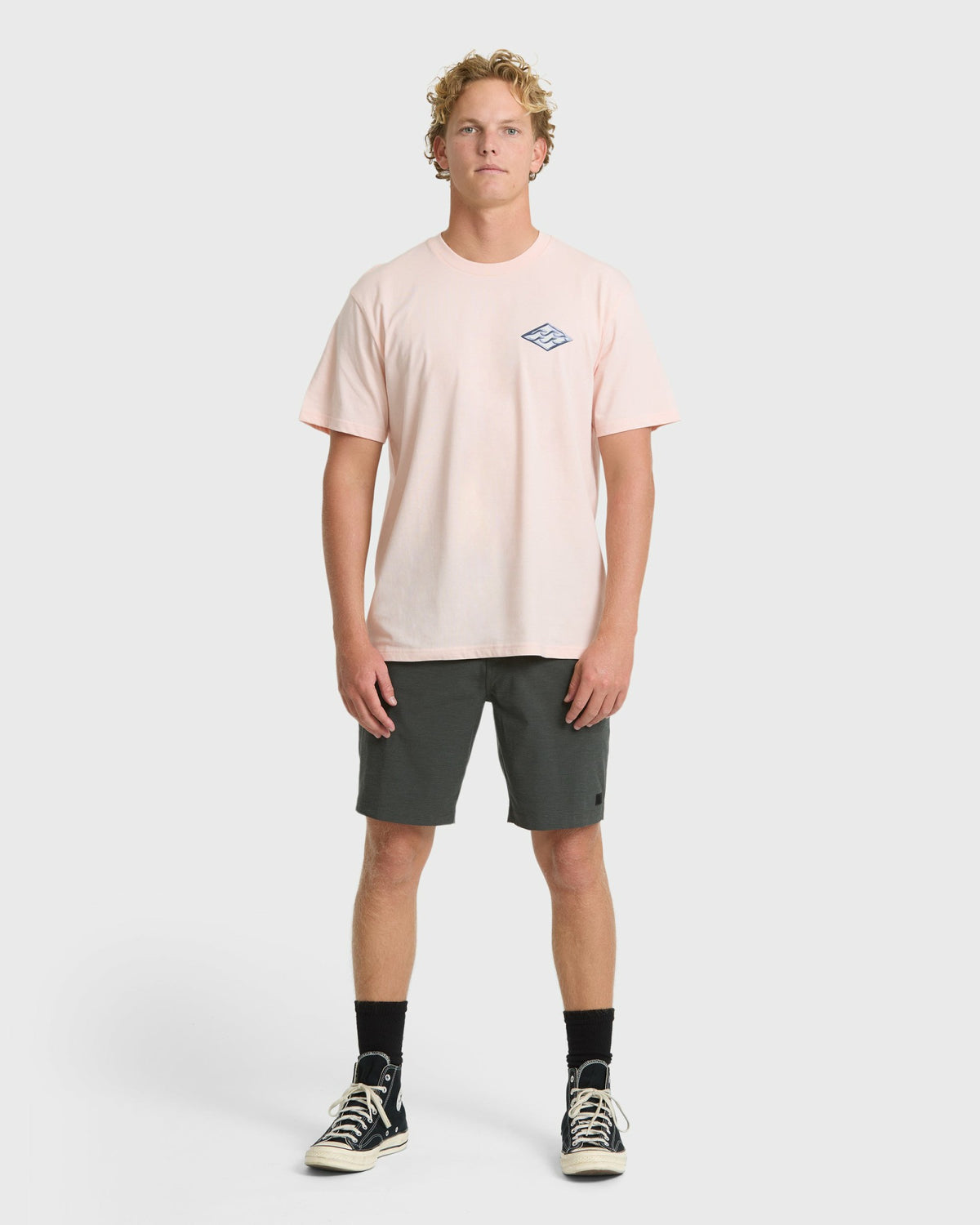 Billabong Men's Dim Arch Premium Short Sleeve Knit T-Shirt - Light Pink