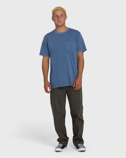 Billabong Men's Essential Wave Washed Premium Short Sleeve Pocket Tee - Blue Horizon