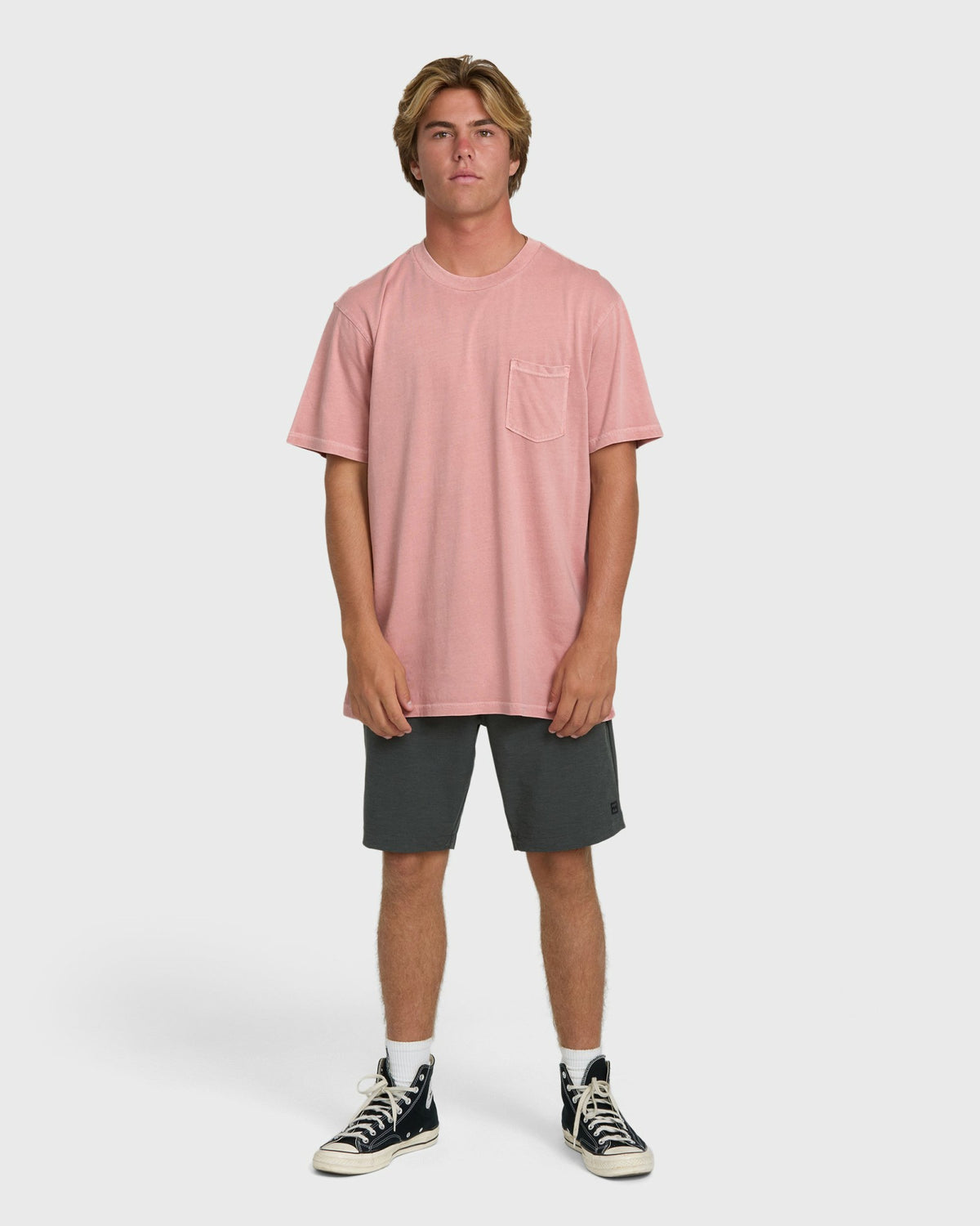Billabong Men's Essential Wave Washed Premium Short Sleeve Pocket Tee - Ash Rose