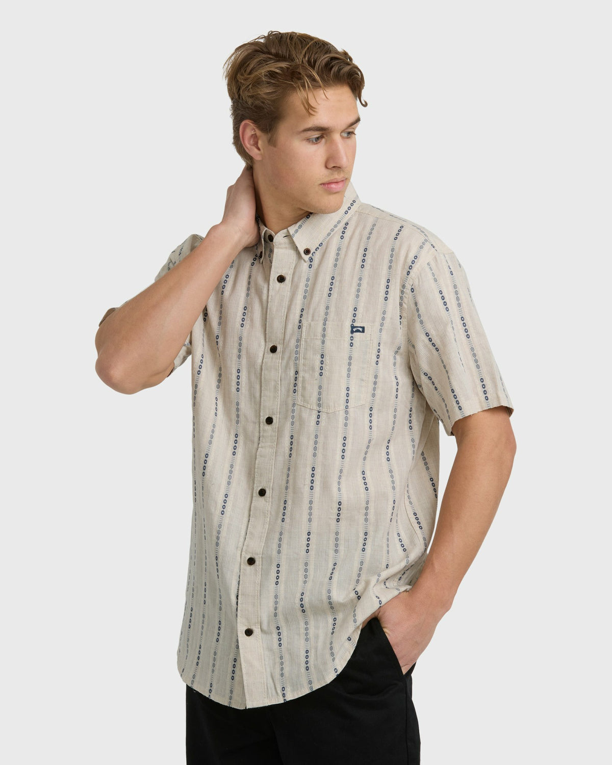 Billabong Men's All Day Jacquard Short Sleeve Shirt - Stone