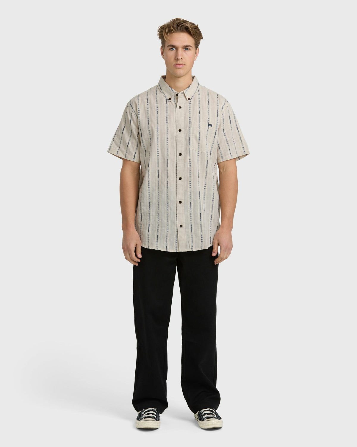 Billabong Men's All Day Jacquard Short Sleeve Shirt - Stone