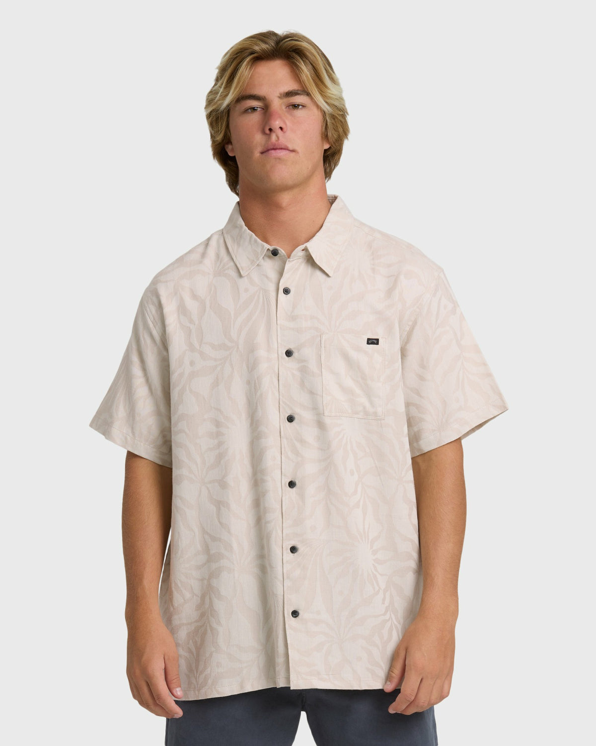 Billabong Men's Sundays Jacquard Short Sleeve Woven Shirt - Ash