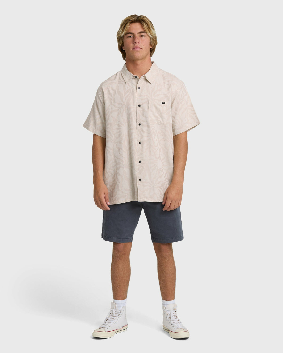 Billabong Men's Sundays Jacquard Short Sleeve Woven Shirt - Ash