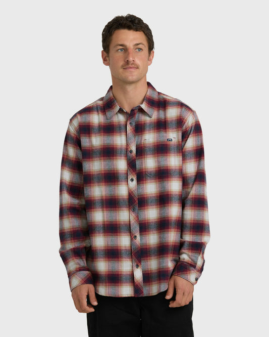 Billabong Men's Coastline Long Sleeve Flannel Shirt - Plum