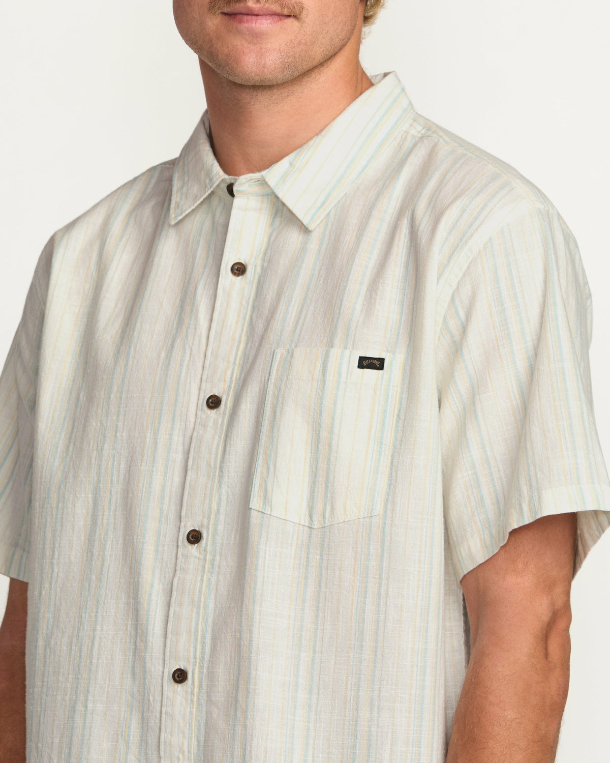 Billabong Men's All Day Stripe Short Sleeve Shirt - Off White