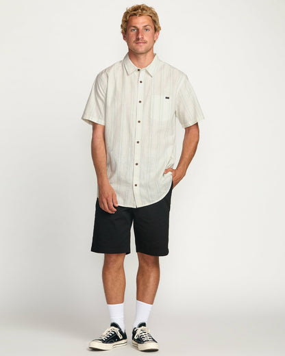 Billabong Men's All Day Stripe Short Sleeve Shirt - Off White