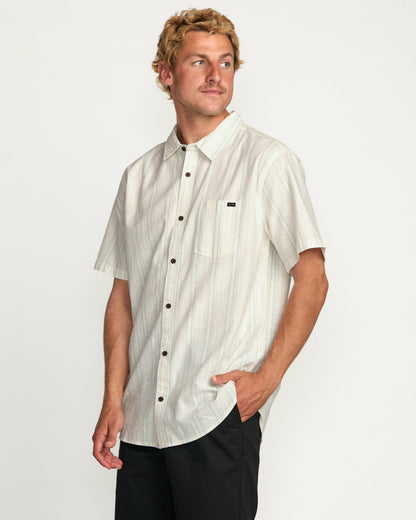 Billabong Men's All Day Stripe Short Sleeve Shirt - Off White