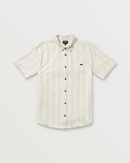 Billabong Men's All Day Stripe Short Sleeve Shirt - Off White