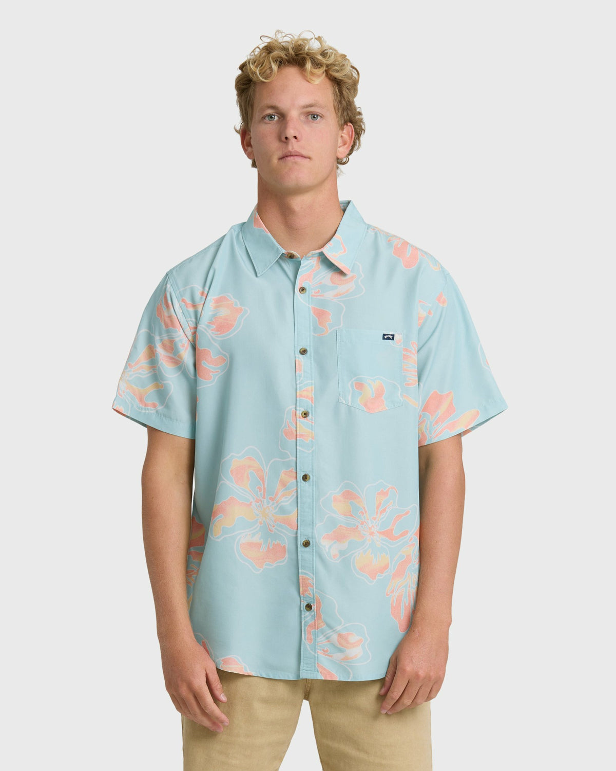 Billabong Men's Sundays Lounge Short Sleeve Woven Shirt - Corydalis Blue