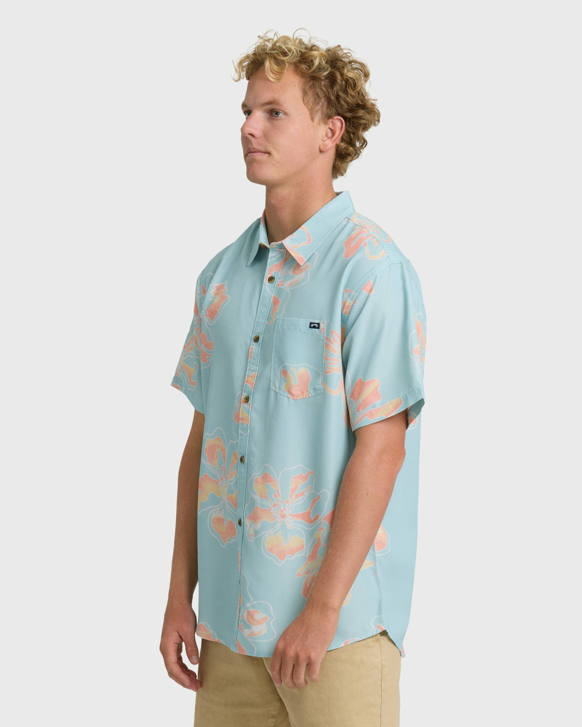 Billabong Men's Sundays Lounge Short Sleeve Woven Shirt - Corydalis Blue