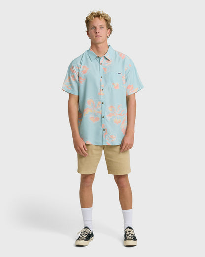 Billabong Men's Sundays Lounge Short Sleeve Woven Shirt - Corydalis Blue