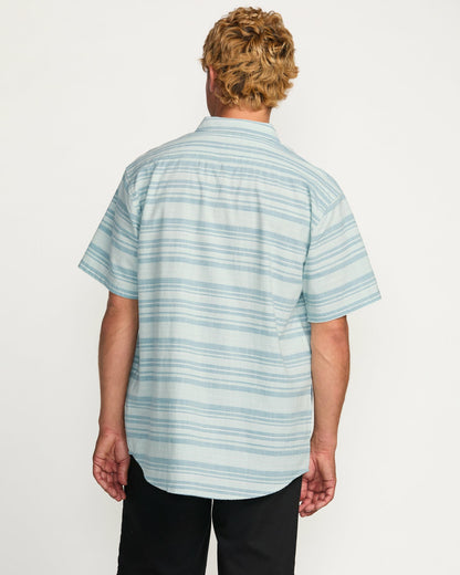 Billabong Men's All Day Stripe Short Sleeve Shirt - Ash Blue