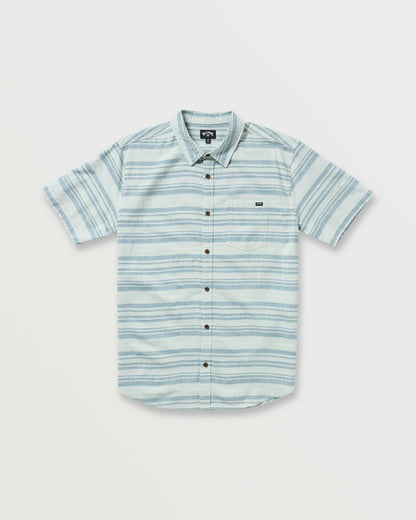 Billabong Men's All Day Stripe Short Sleeve Shirt - Ash Blue