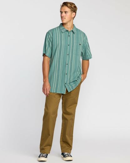 Billabong Men's All Day Stripe Short Sleeve Shirt - Sage Green