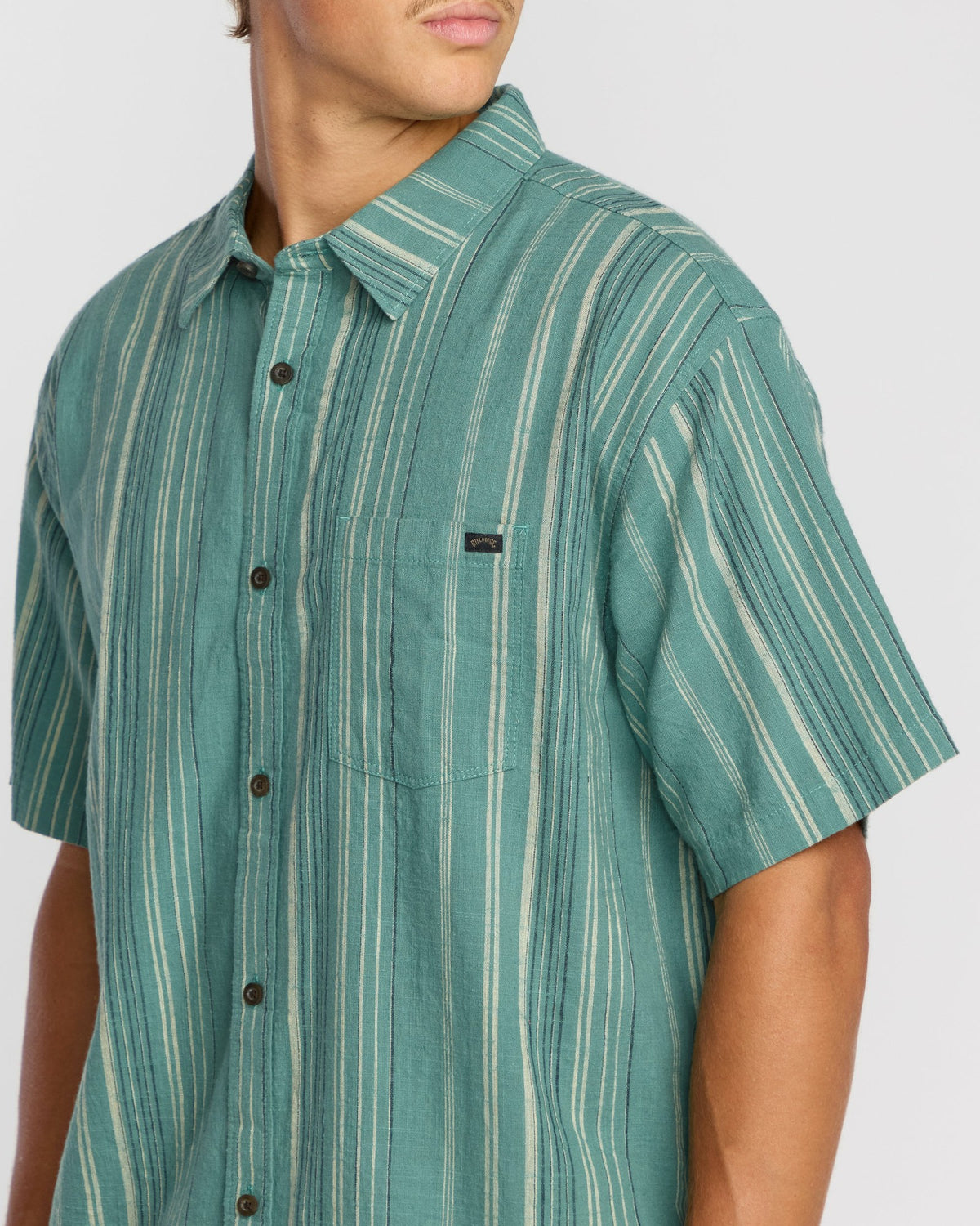 Billabong Men's All Day Stripe Short Sleeve Shirt - Sage Green