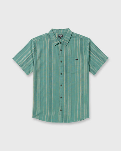 Billabong Men's All Day Stripe Short Sleeve Shirt - Sage Green