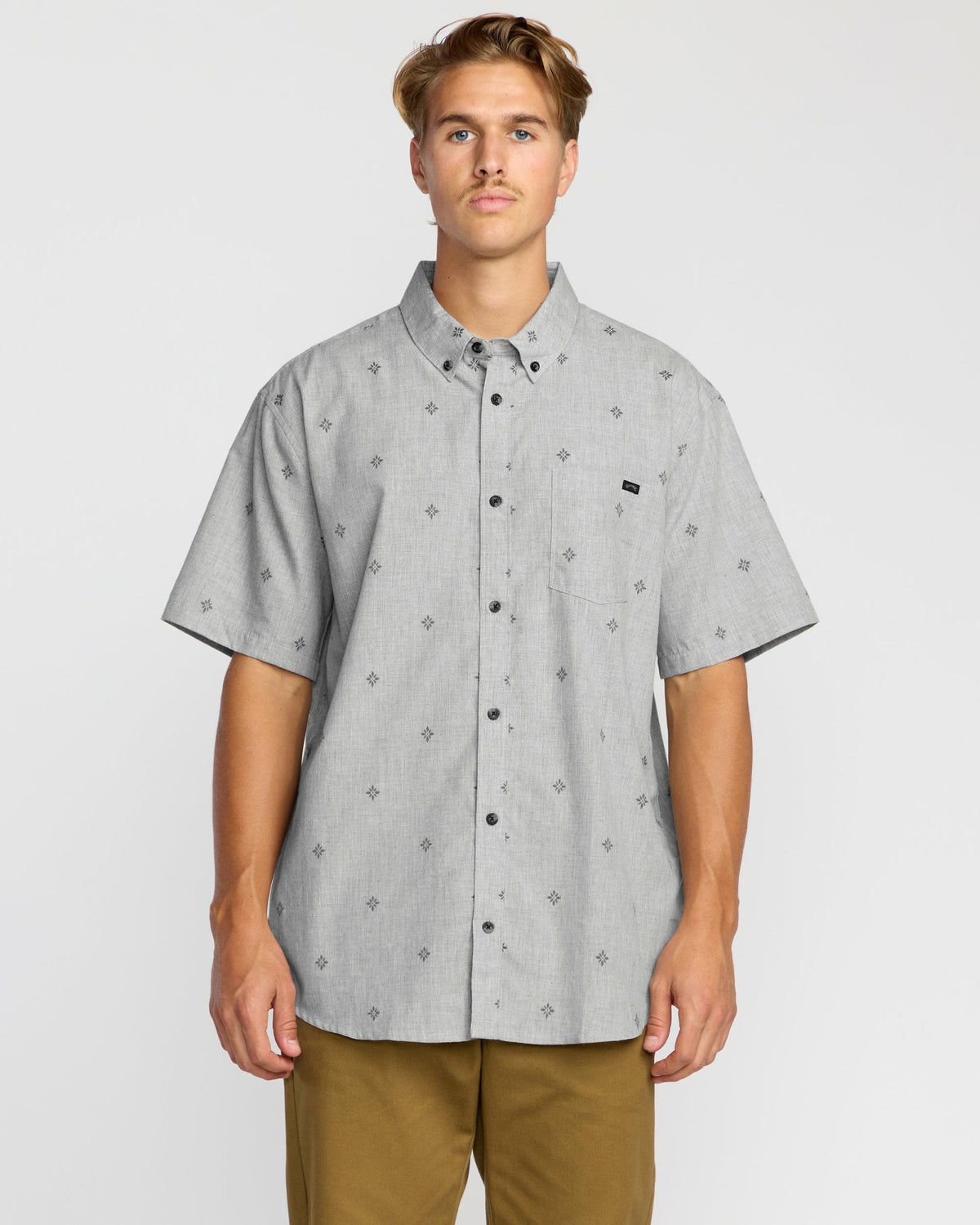 Billabong Men's All Day Jacquard Short Sleeve Shirt - Silver