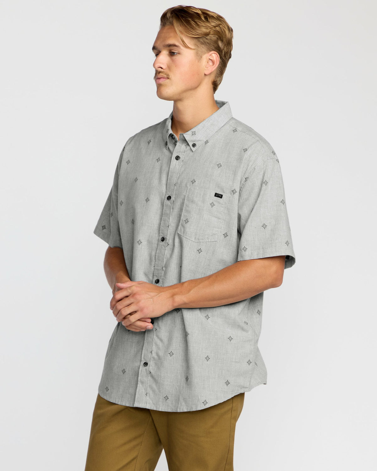 Billabong Men's All Day Jacquard Short Sleeve Shirt - Silver