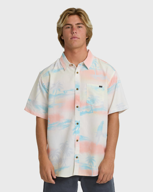 Billabong Men's Sundays Lounge Short Sleeve Woven Shirt - Off White