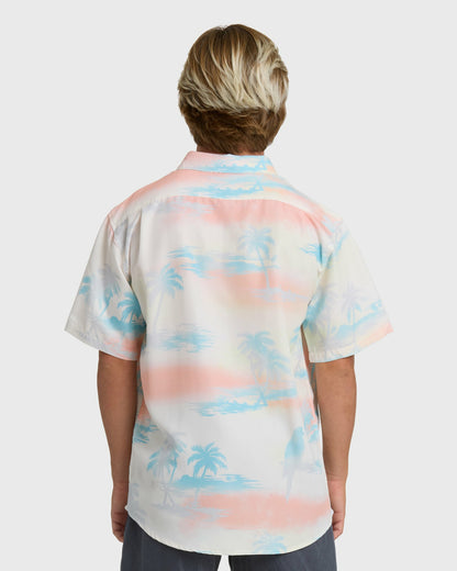 Billabong Men's Sundays Lounge Short Sleeve Woven Shirt - Off White