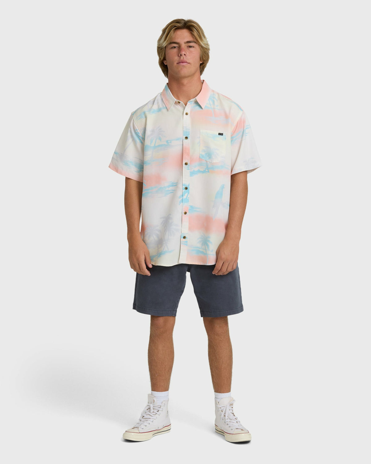 Billabong Men's Sundays Lounge Short Sleeve Woven Shirt - Off White