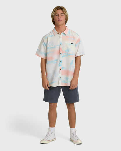 Billabong Men's Sundays Lounge Short Sleeve Woven Shirt - Off White