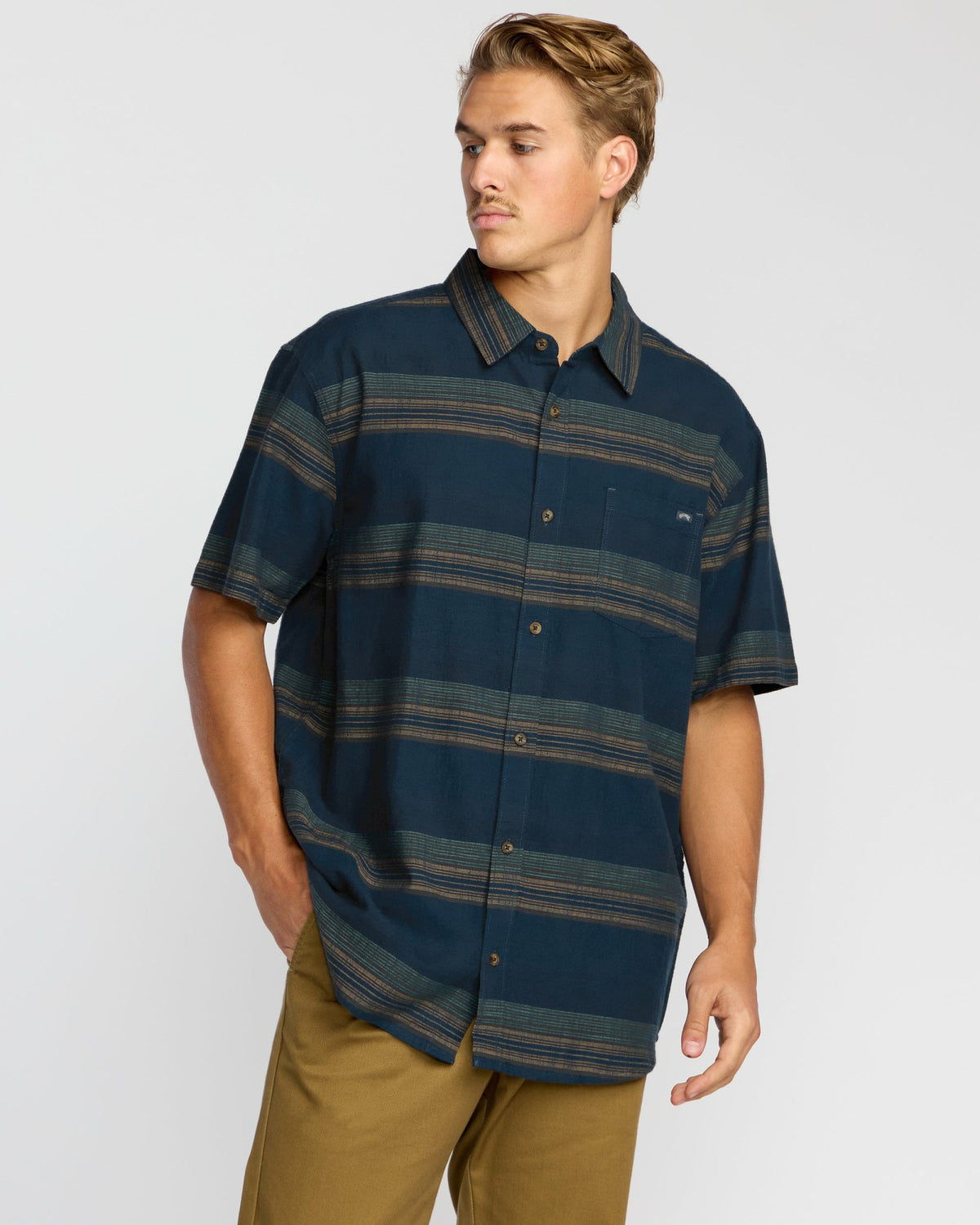 Billabong Men's All Day Stripe Short Sleeve Shirt - Midnight