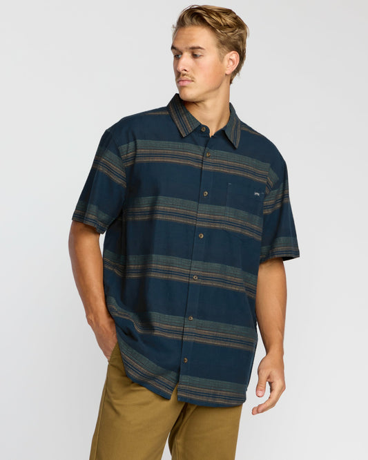 Billabong Men's All Day Stripe Short Sleeve Shirt - Midnight