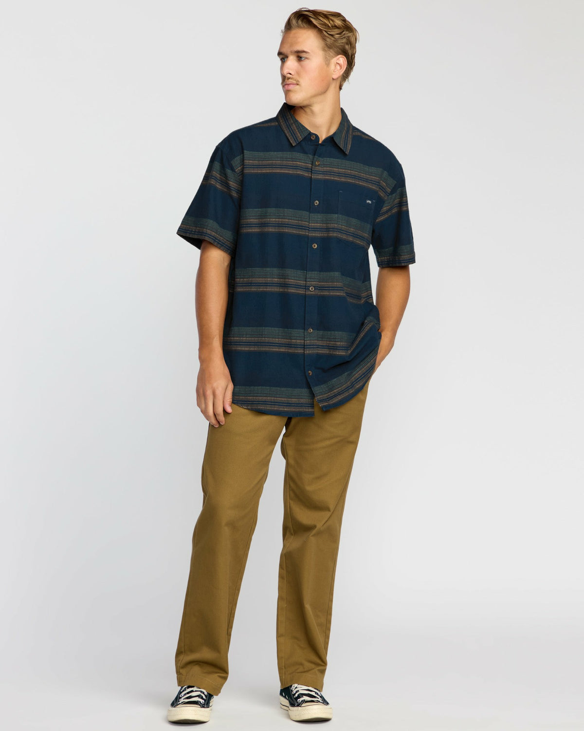 Billabong Men's All Day Stripe Short Sleeve Shirt - Midnight