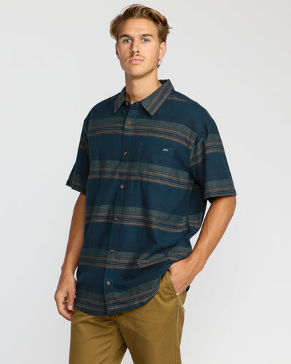 Billabong Men's All Day Stripe Short Sleeve Shirt - Midnight