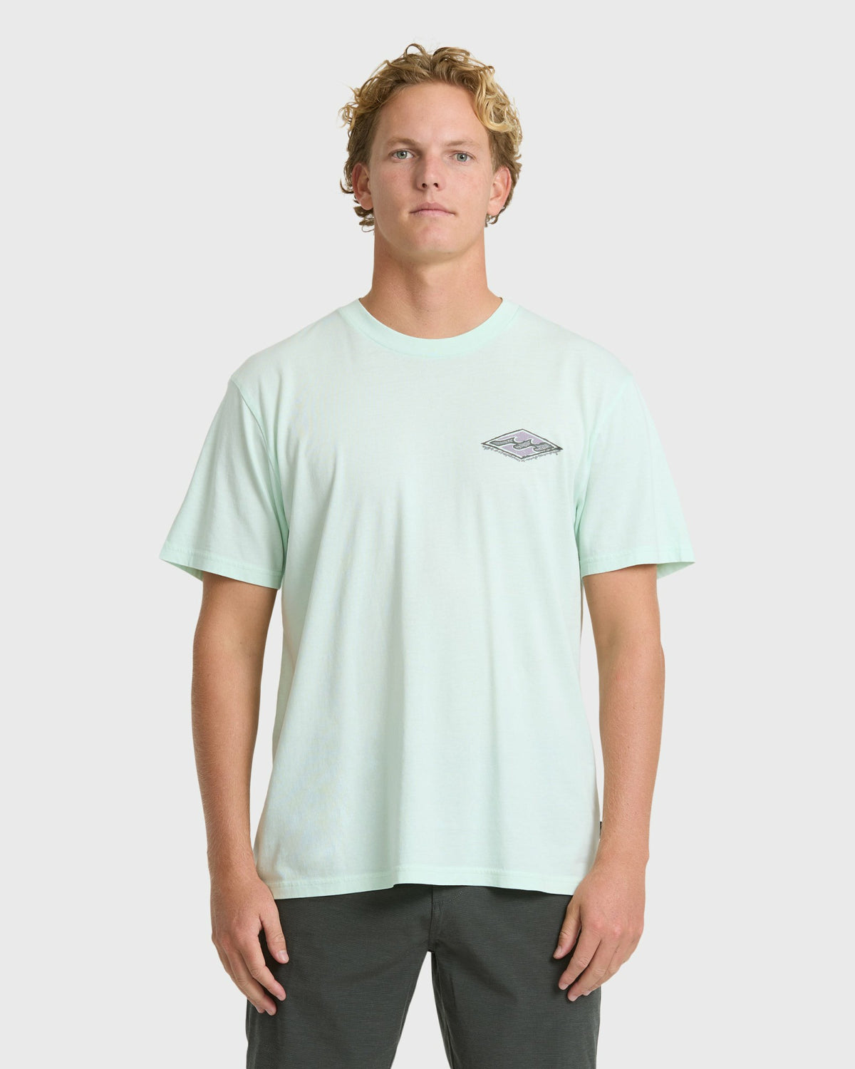 Billabong Men's Heritage Arch Wave Washed Premium Short Sleeve Knit T-Shirt - Sea Glass