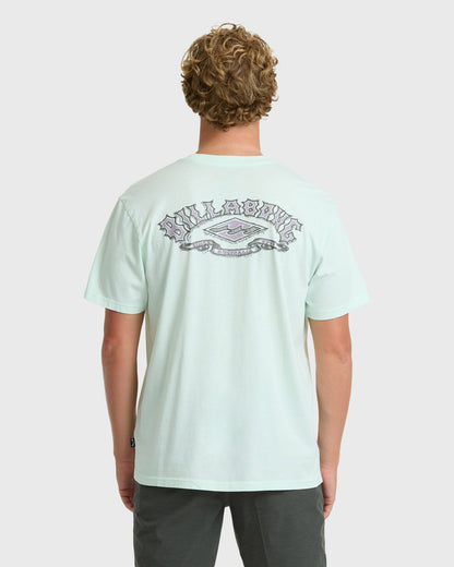 Billabong Men's Heritage Arch Wave Washed Premium Short Sleeve Knit T-Shirt - Sea Glass