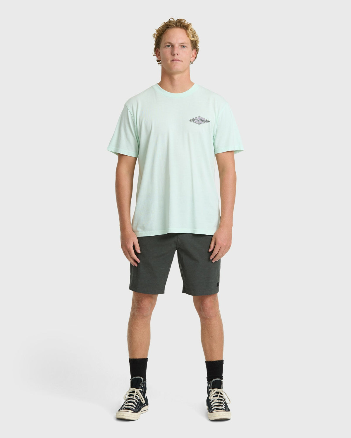 Billabong Men's Heritage Arch Wave Washed Premium Short Sleeve Knit T-Shirt - Sea Glass