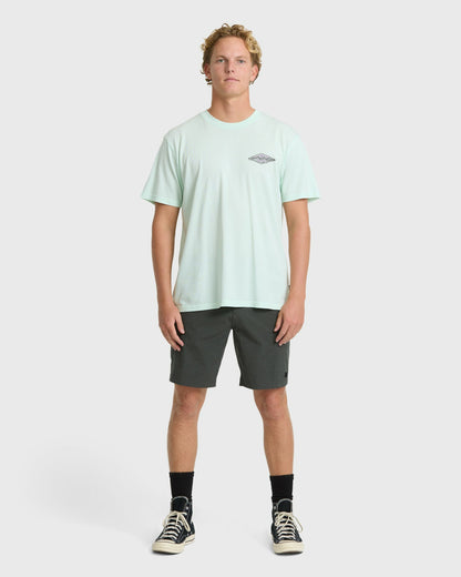 Billabong Men's Heritage Arch Wave Washed Premium Short Sleeve Knit T-Shirt - Sea Glass