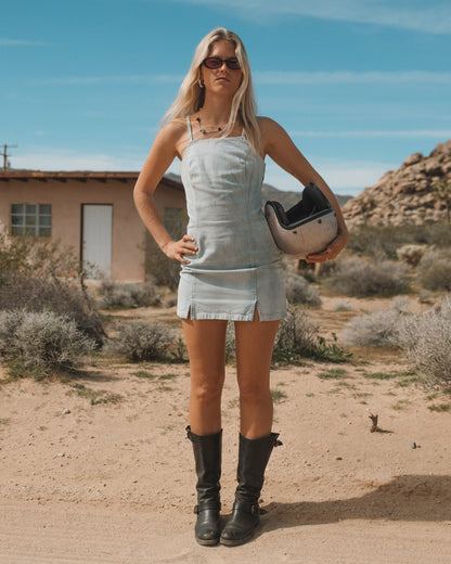 Billabong Women's Jade Saltwashed Denim Dress - Blue Mist