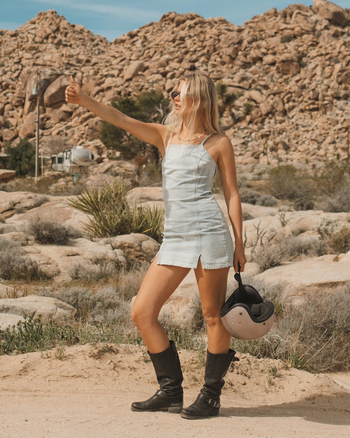 Billabong Women's Jade Saltwashed Denim Dress - Blue Mist