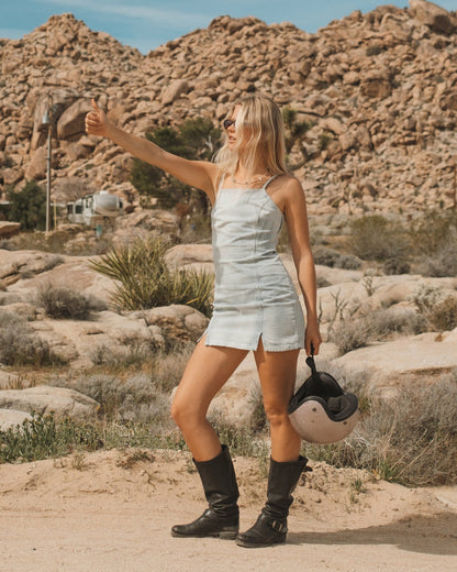 Billabong Women's Jade Saltwashed Denim Dress - Blue Mist