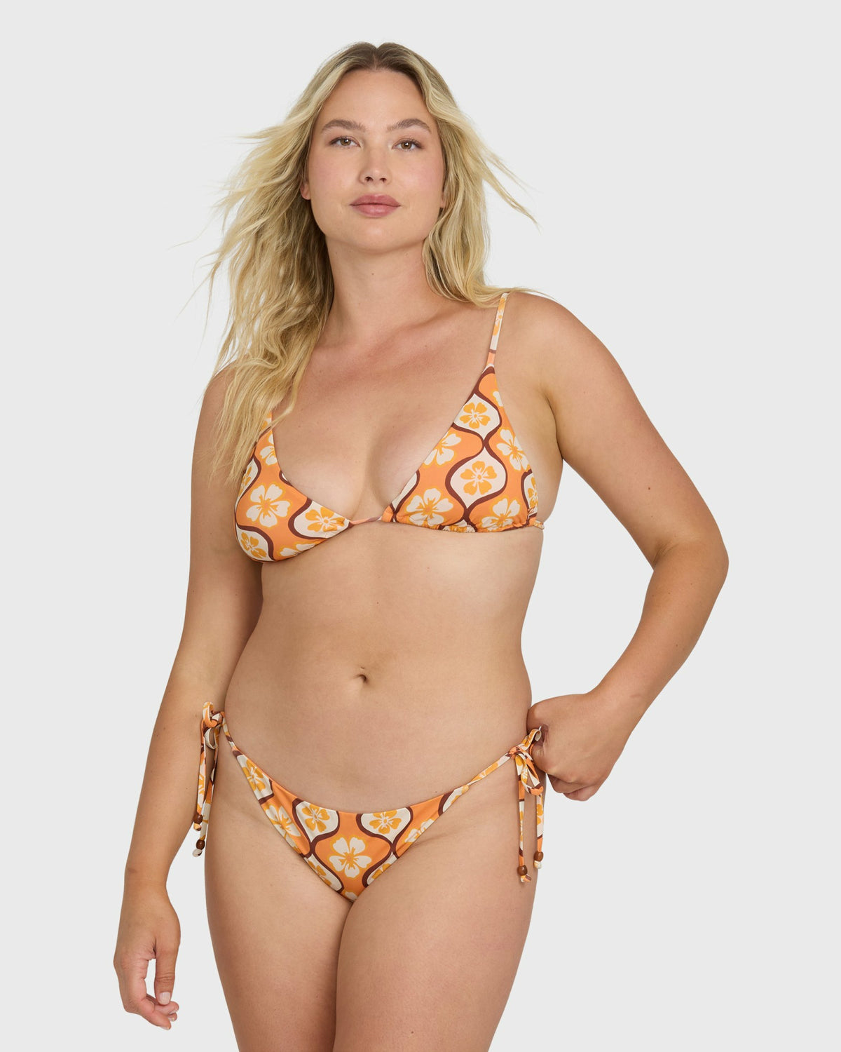Billabong Women's Sol Groove Tall Slide Triangle Bikini Top - Tangerine