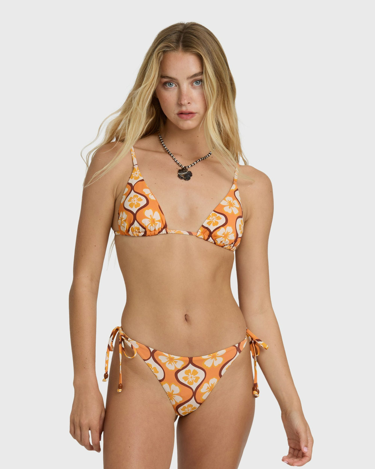 Billabong Women's Sol Groove Tall Slide Triangle Bikini Top - Tangerine