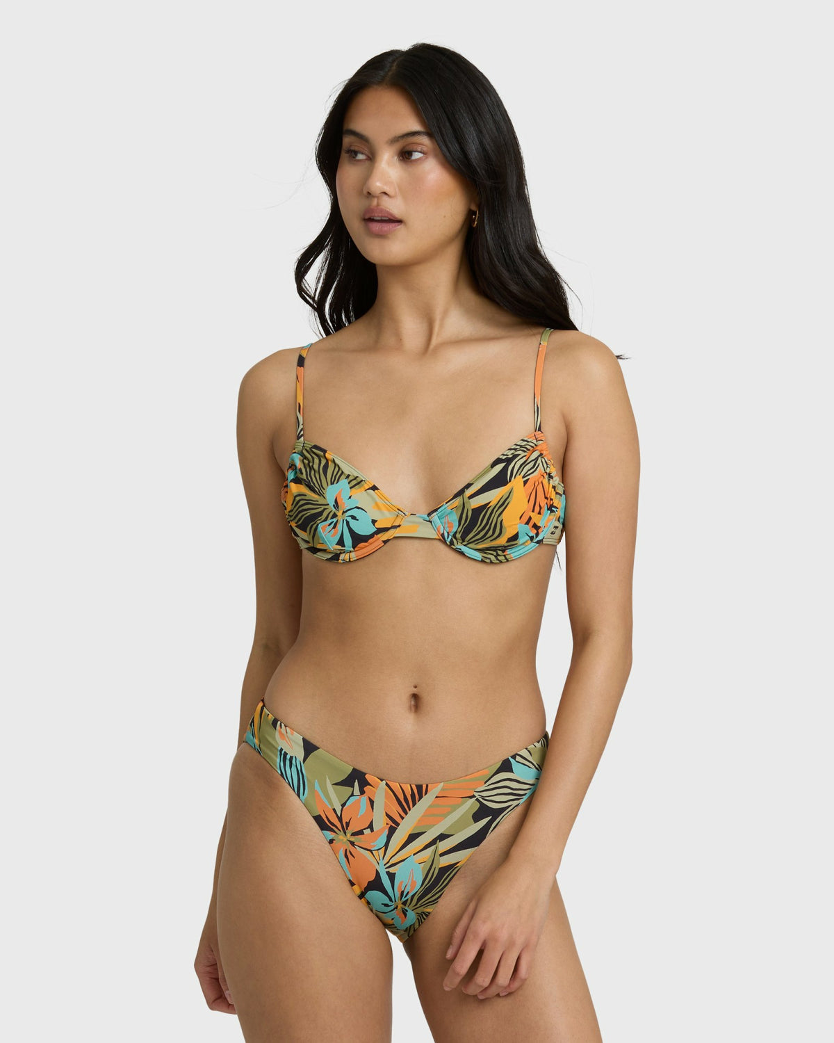 Billabong Women's Des Tropiques Lowrider Full Bikini Bottom - Black Multi