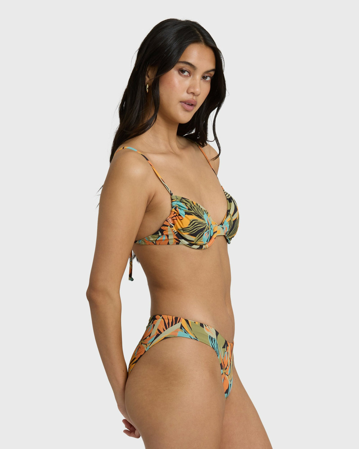 Billabong Women's Des Tropiques Lowrider Full Bikini Bottom - Black Multi
