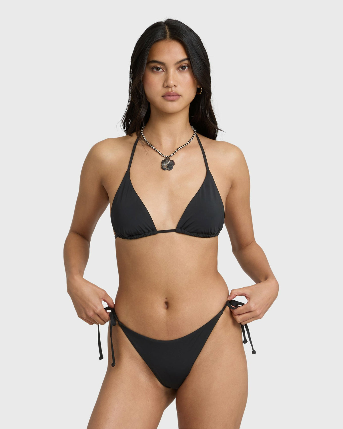 Billabong Women's Sol Searcher Tie-Side Tanga Skimpy Bikini Bottoms - Black Pebble
