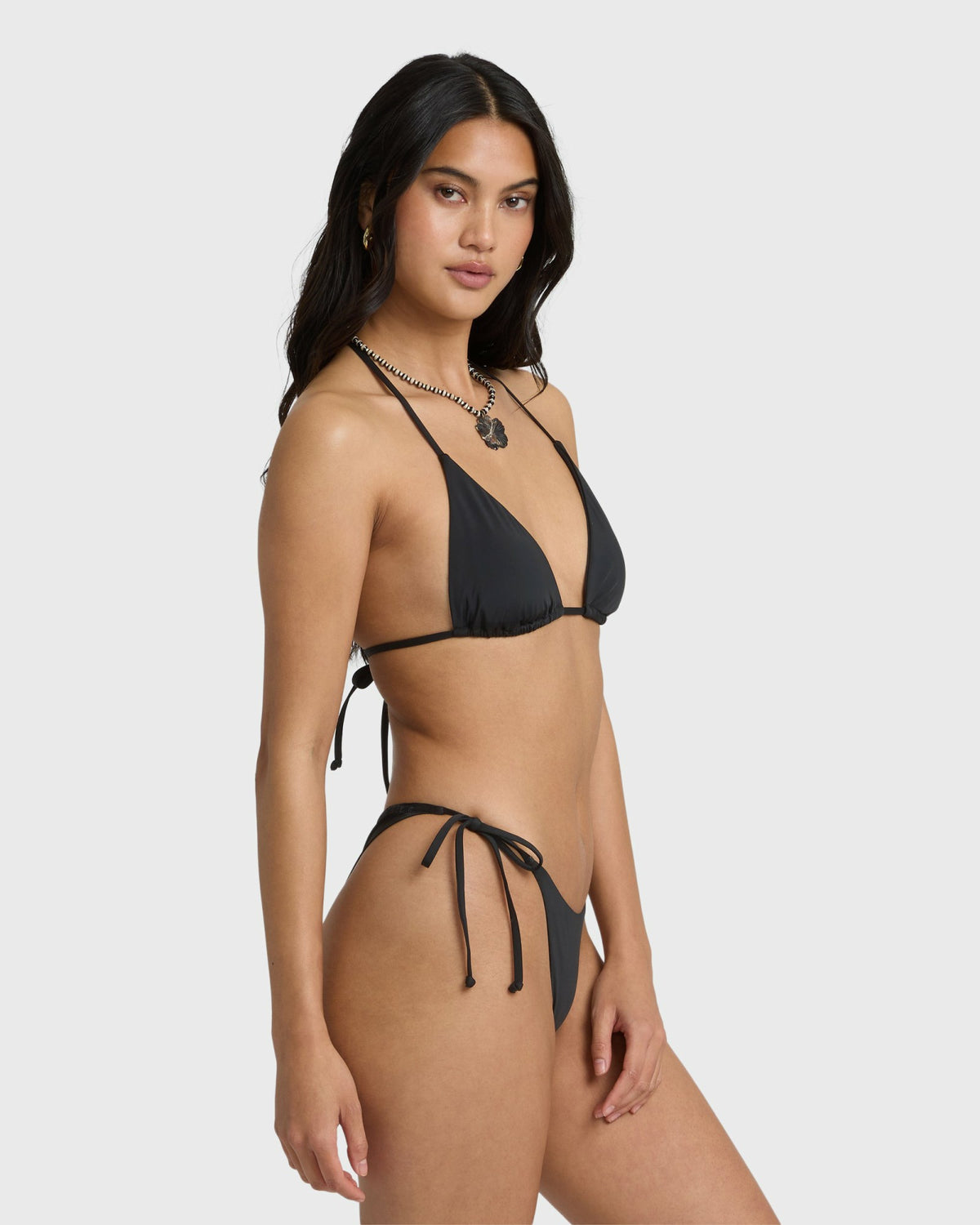 Billabong Women's Sol Searcher Tie-Side Tanga Skimpy Bikini Bottoms - Black Pebble