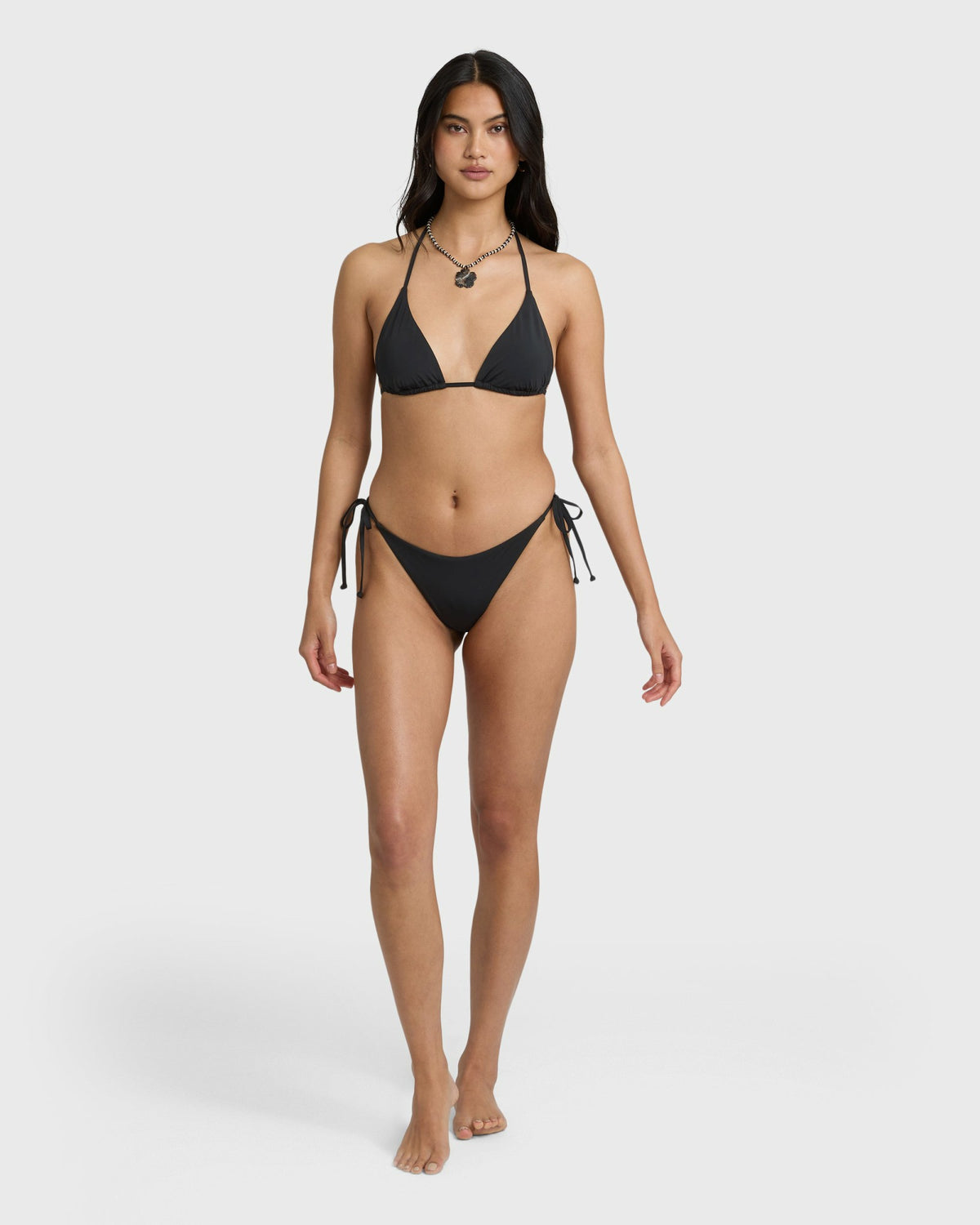 Billabong Women's Sol Searcher Tie-Side Tanga Skimpy Bikini Bottoms - Black Pebble