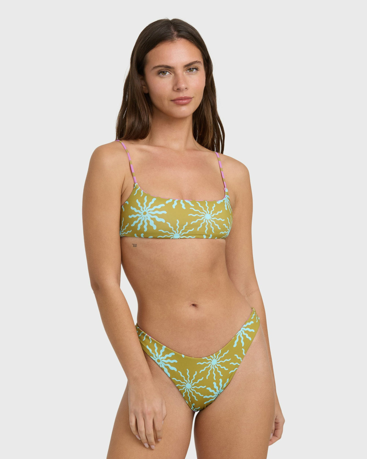 Billabong Women's Sun Fired Reversible Hike Bikini Bottom - Moss